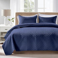 FLYMME Navy Twin Modern Geometric Quilt Coverlet Set, Lightweight Bedspread by FLYMME