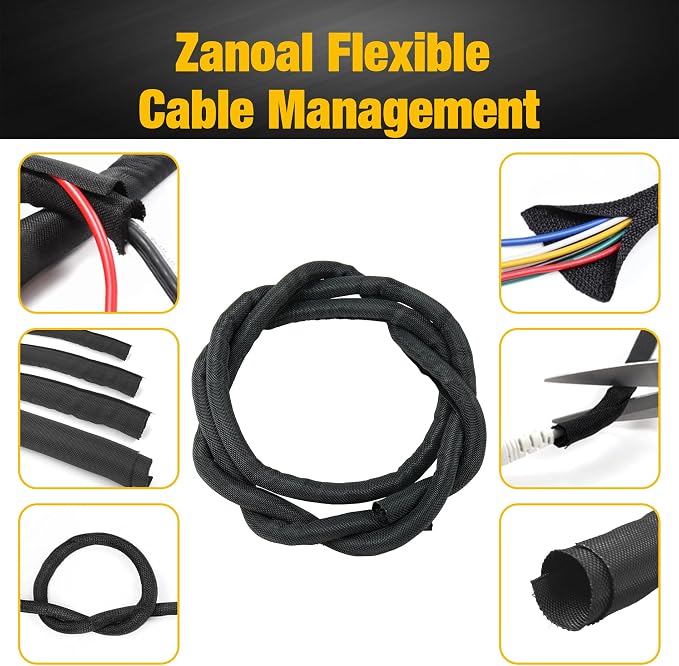 118 Inch Split Loom Flexible Conduit Cable Management, Braided Cord Protectors - Image 5