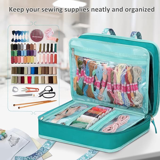FINPAC Sewing and Craft Supplies Storage Tote, Large Capacity Travel Packing - Image 4