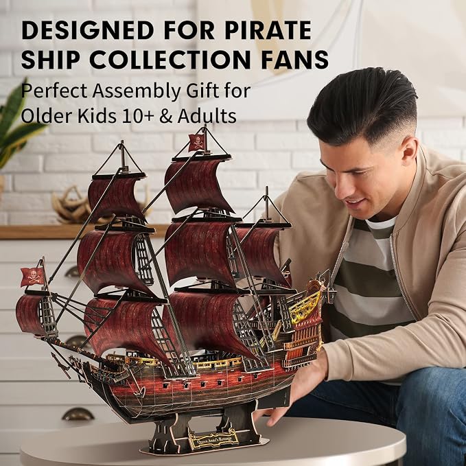 CubicFun 3D Puzzles for Adults Kids, Home Decor Cool Pirate Ship Arts & Crafts - Image 4