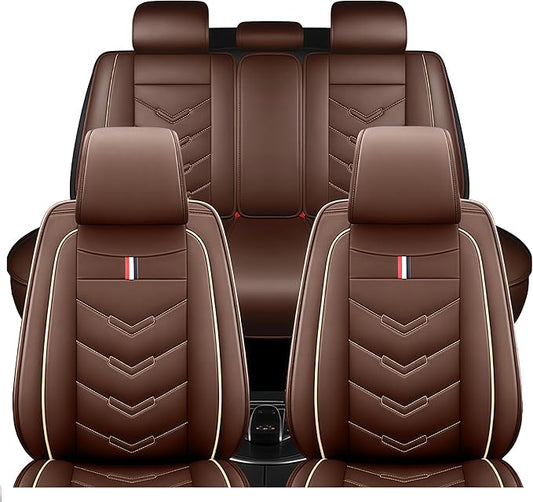 Leather Car Seat Covers Fit for LR Range Rover Sport 2023-2025, 5 Seater Waterproof and Wear-Resistant Seat Cover Interior Accessories(Full Set,Coffee)