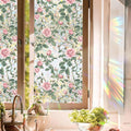 Stained Glass Window Cling, Rainbow Tinted Window Film Sun Blocking, Floral by UQRUI