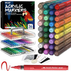 WUO 36 Colors Acrylic Paint Markers, Acrylic Paint Pens and Acrylic Markers by WUO