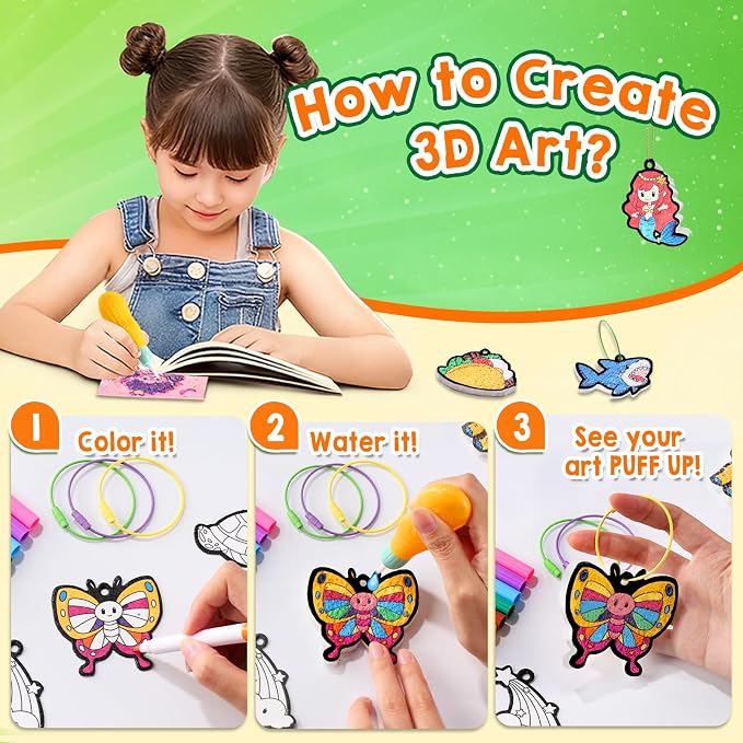 JMMICO 81 PCS 3D Art Paint & Puff Set, Mess-Free Crafts - Image 3
