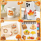100 Pcs Thanksgiving Fall Waterproof Vinyl Theme Glitter Holographic Stickers - Image 2