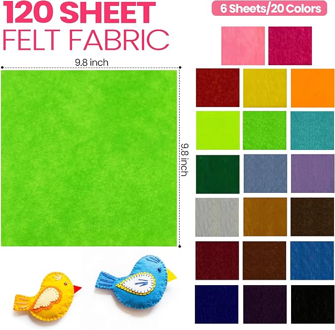 Moukeren 120 Pcs 9.8 x 9.8 Inch Felt Sheets Bulk - Image 3