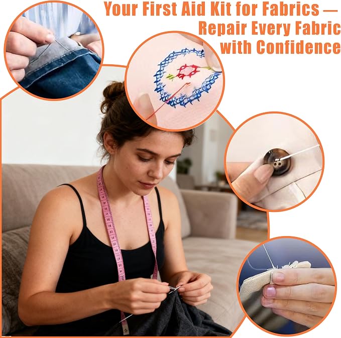 42 Pcs Sewing Tool Set, Big Eye Steel Sewing Needle Kit, Includes Needles - Image 6
