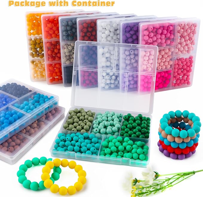 300Pcs Silicone Beads 9mm Mix Color, Bulk Silicone Beads 9mm - Image 7