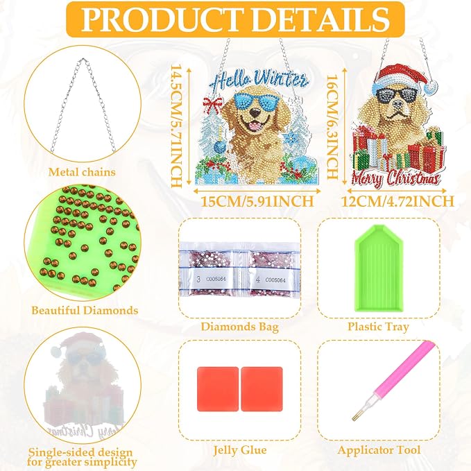Cinnvoice 12 Pcs Summer Seasonal Diamond Art Hanging Ornament Kit - Image 3