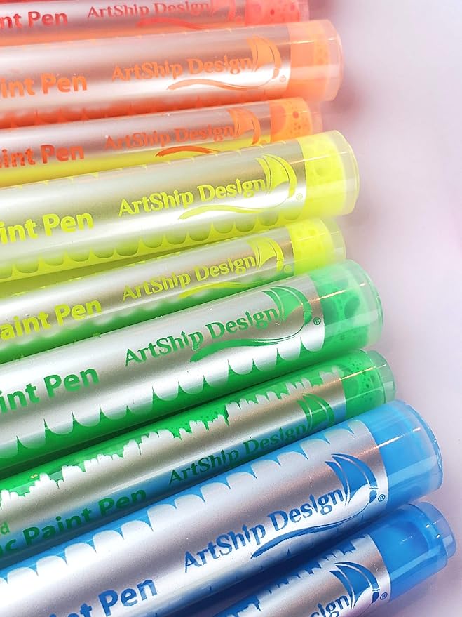 14 Pack Neon UV Fluorescent Acrylic Paint Pens, Double Pack of Both Extra Fine - Image 5