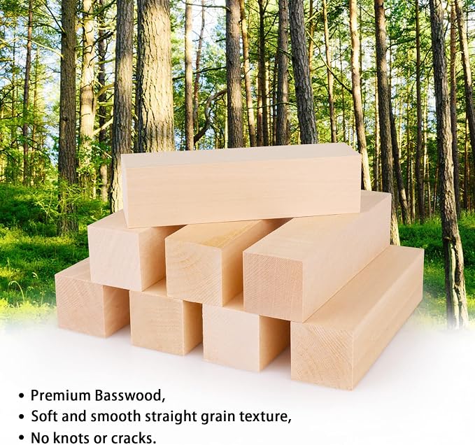 8 Pack Basswood Carving Blocks 6 X 1.5 X 1.5 Inch, Large Whittling Wood Carving - Image 3