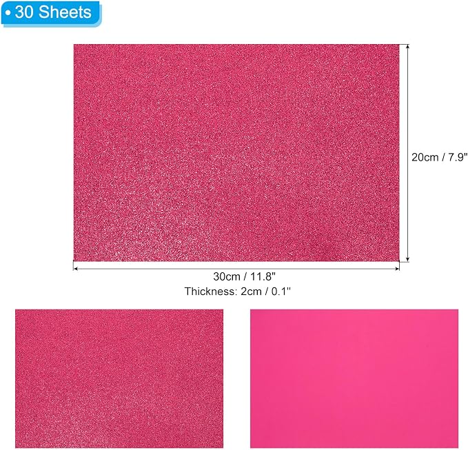 PATIKIL 30Sheets Wine Red EVA Glitter Foam Sheet 11.8 x 7.9 Inch 2mm Thick - Image 2