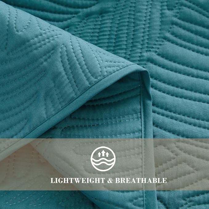 Exclusivo Mezcla Queen Quilt Bedding Set, Lightweight Teal Quilts Queen Full - Image 5