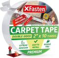 XFasten Double Sided Carpet Tape for Area Rugs, 2 Inch x 10 Yards w/Mini Cutter – Heavy Duty Anti Slip Rug Grip Tape, Works as Rug Gripper, Wood Safe, Easy Removal for Hardwood and Laminate Floors