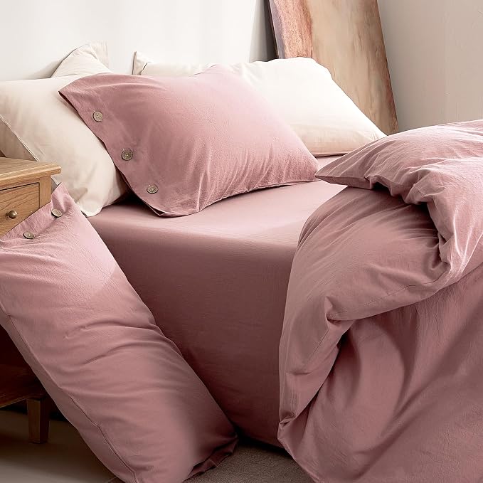 JELLYMONI 100% Washed Cotton Duvet Cover King – Soft, Breathable Linen-Look - Image 9