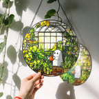 8'' Halloween Ghost Greenhouse Sun Catcher Ornament, Stained Glass Window - Image 3