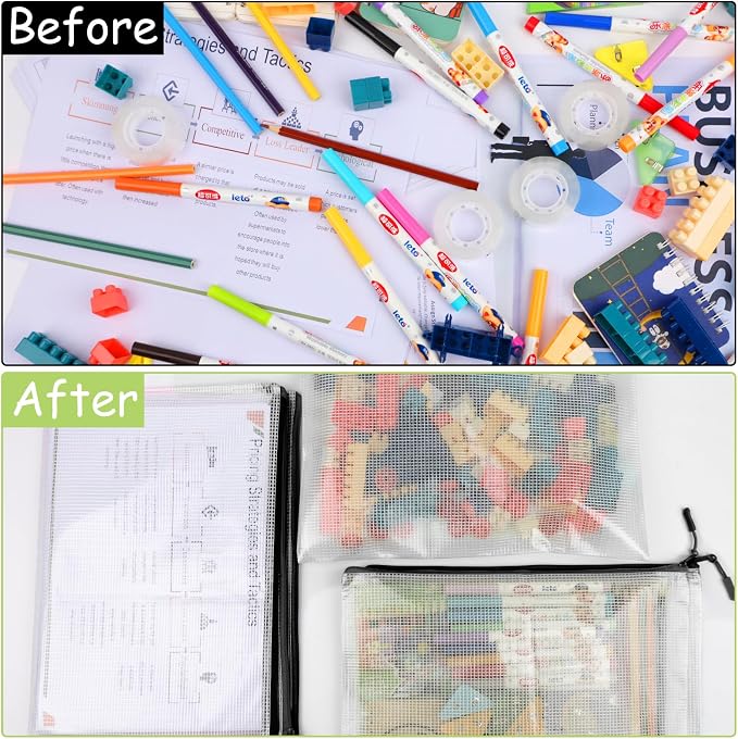 YOPCDJ 24pcs Mesh Zipper Pouches, A3 Size 17 x 12 inches Waterproof Black - Image 6