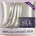 DECOLURE 100% Pure Mulberry Silk Pillow Case Queen Size – Highest Grade 30 by DECOLURE