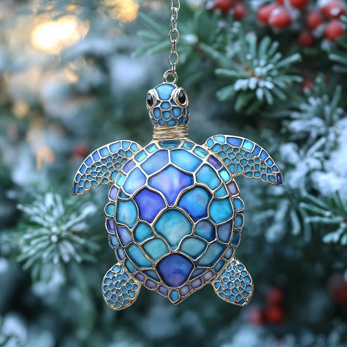 Blue Sea Turtle Acrylic Suncatcher by Unknown