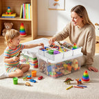 Citylife 17QT 2-Pack Toy Organizer Craft Storage Buildable Lid Movable Tray | - Image 4