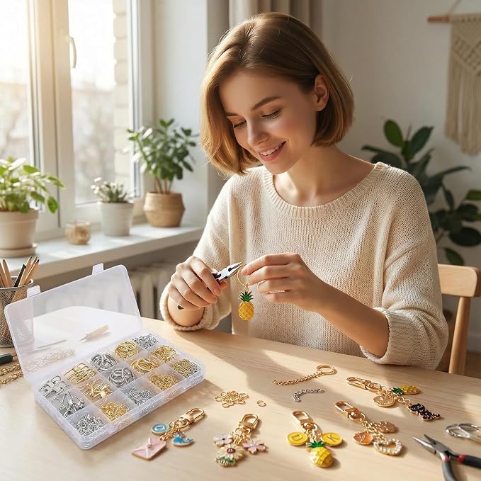 Key Chain Keychain Making Kit Accessories 540pcs Gold and Silver Bag Charm Clip - Image 3