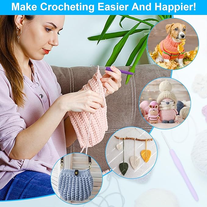 MECHEER Crochet Hooks 12 Sizes Crochet Hook Set, 51 Pack Yarn Crochet Kit - Image 6