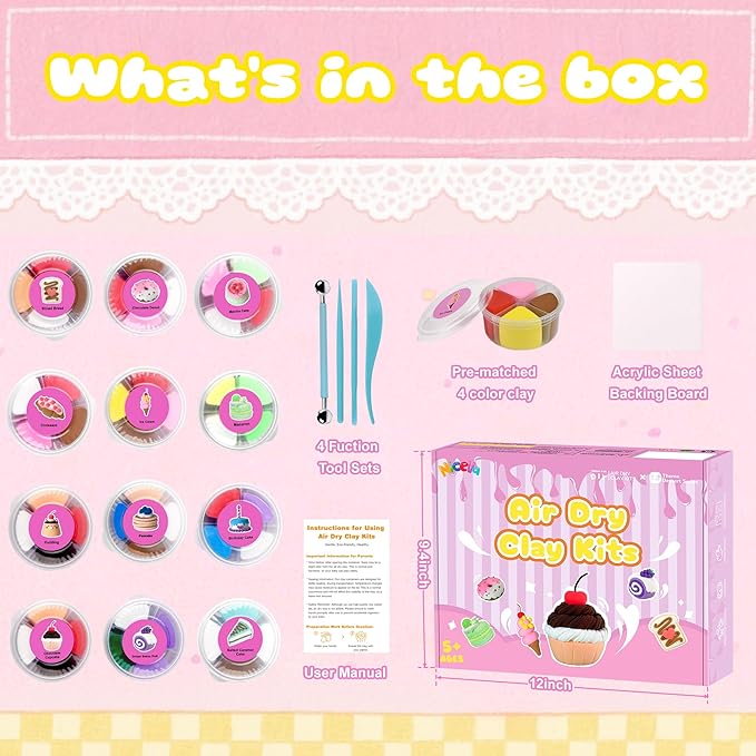 Nicella Air Dry Clay Kit, 12 Cakes Modeling Clay - Image 2