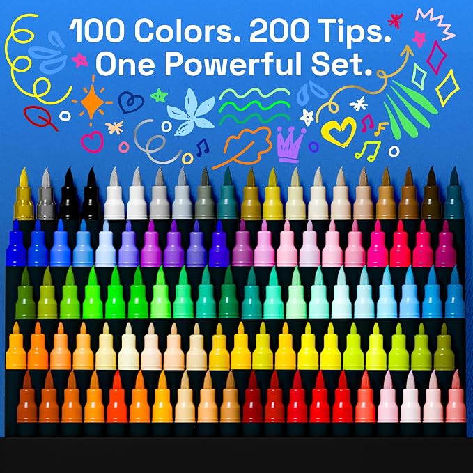 ARTISTRO Acrylic Glass Markers for Wine Glasses and Drinkware, Vibrant Dual Tip - Image 2