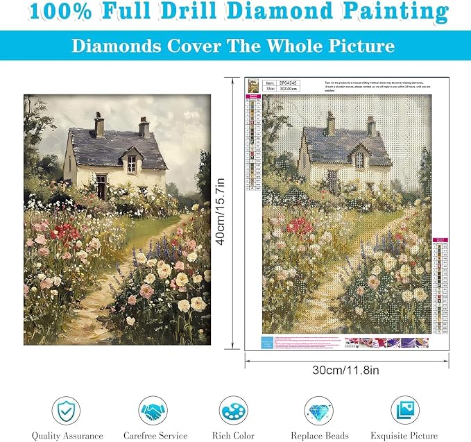 WUDWL Diamond Art Kits for Adults Beginner, Garden DIY Flower Painting Diamond - Image 4