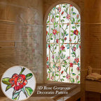 Windimiley Stained Glass Window Film, 3D Rose Floral Decorative Window Covering - Image 2