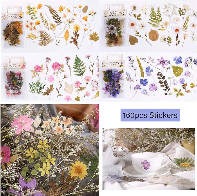 160pcs Pre-Cut Scrapbooks Natural Stickers, Floral and Plant Sticker - Image 7