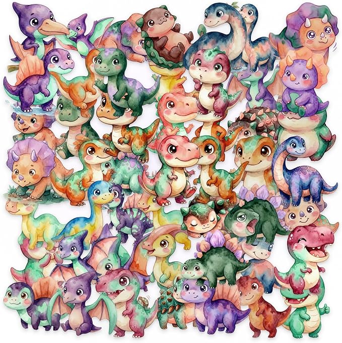 50 PCS Dinosaur Stickers for Scrapbooking Journaling Junk Journal Scrapbook by Unknown