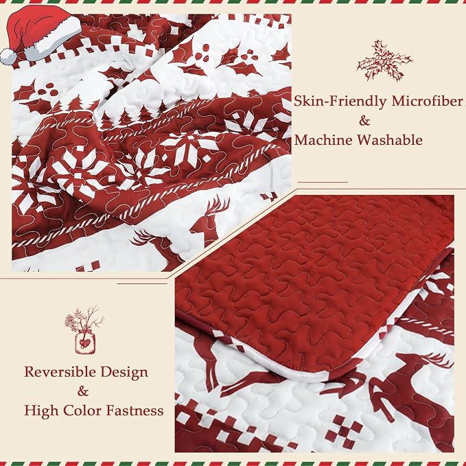 Exclusivo Mezcla Reversible Christmas Quilts Queen Size - Image 3