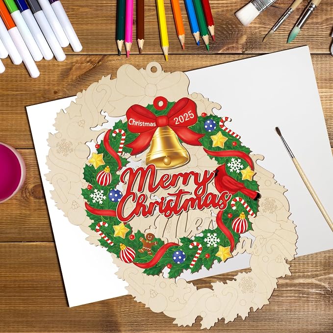 Paintable Christmas Ornaments 3 Sets, Wooden Ornaments to Paint, Unfinished - Image 7