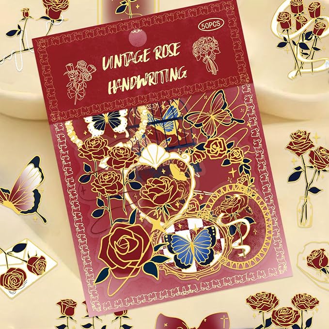 Transparent Flora Scrapbook Stickers Aesthetic Flowers Stickers | Gold Stamp - Image 4