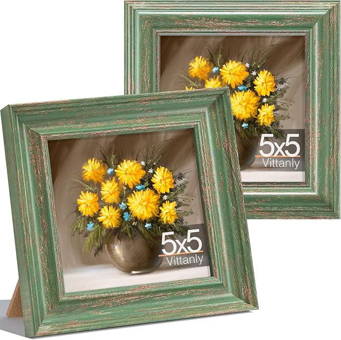 Vittanly 5x5 Picture Frames Set of 2, Ornate Vintage Photo Frame by Vittanly