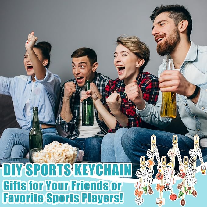 CraftyDream 558 Pcs Sports Keychain Making Kit Sports Charms DIY Key Chain - Image 6
