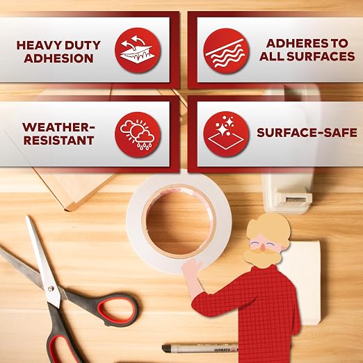 XFasten Double Sided Tape Clear, 1-Inch by 20-Yards, Holding Carpets, and - Image 2