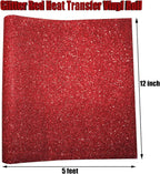 Glitter Red Heat Transfer Vinyl Red HTV Vinyl Roll 12 x 5 Feet Iron on Vinyl - Image 3