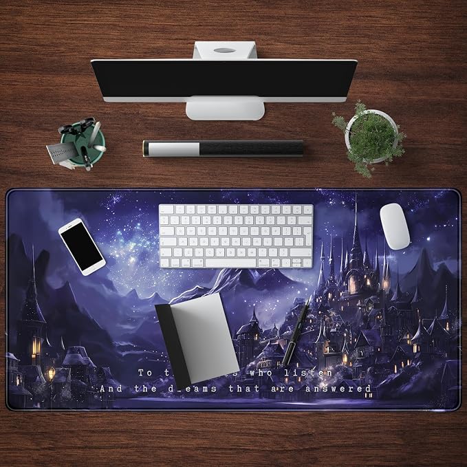 Night Purple Desk Mat Dark Academia Anime Computer Desk Keyboard Mat, 31.5 X - Image 4