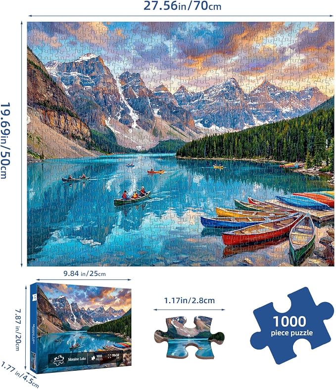 Moraine Lake Puzzles for Adults 1000 Pieces, Challenging Jigsaw Puzzles for - Image 3