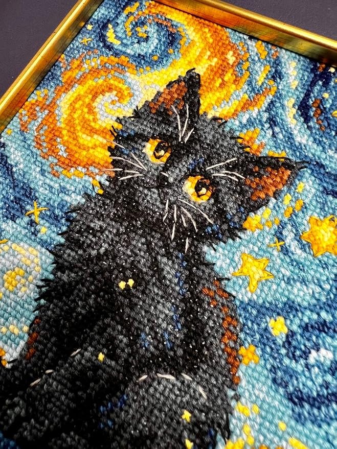 RIOLIS - Starry Cat 2288, Cross Stitch Kits 6"x7", Cat Cross Stitch Kits - Image 7