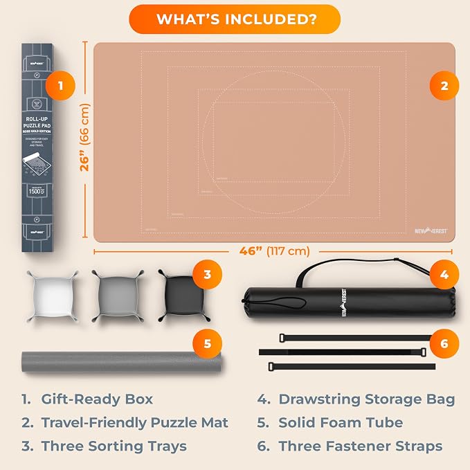 The Original Newverest Jigsaw Puzzle Mat Roll Up, Rose Gold, 46” x 26” Portable - Image 8