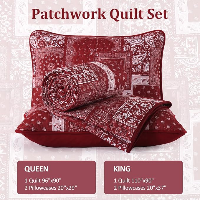 Cottolester Boho Patchwork Quilt Set Queen Size - Image 6