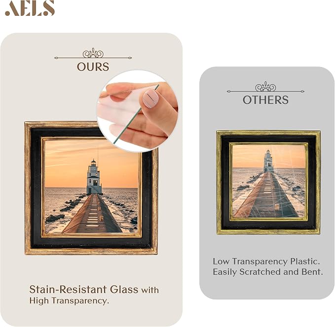 AELS 4x4 Inch Vintage Picture Frame, Photo Display, Tabletop Wall Hanging - Image 3