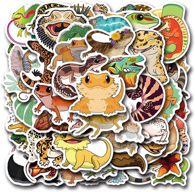 57Pcs Lizard Stickers Reptile Sticker Pack Waterproof Vinyl Water Bottle Decal by Unknown