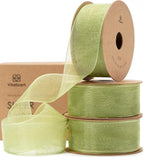Vitalizart Sage Green Ribbon Organza Sheer Ribbon 1 inch x 30 Yd Handmade by Vitalizart