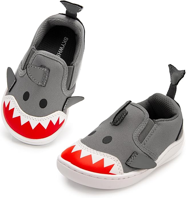 SKYWHEEL Toddler Slip On Shoes Wide Toe Box Barefoot Casual Canvas Walking Tennis Shoes for Boys Girls Cute Sneakers