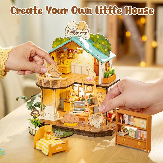 ROBOTIME DIY Miniature House Kit, Mini Wooden Dollhouse Diorama Model, Tiny - Image 9
