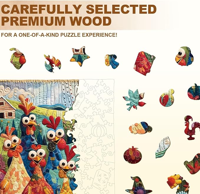 Chicken Puzzles Funny Hen Rooster Rainbow Farm Animals Puzzle Adults Gifts - Image 3